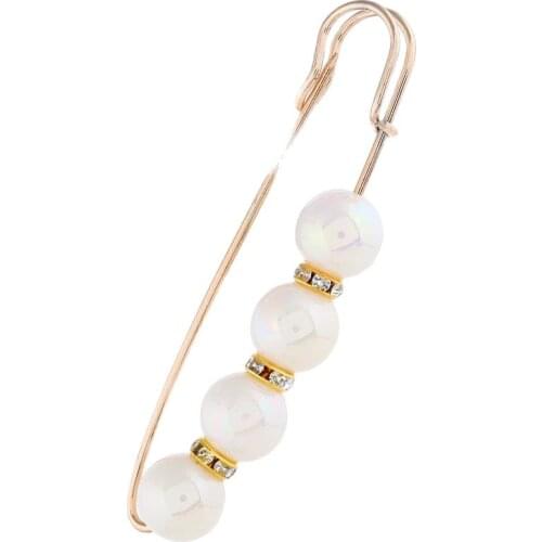 Unisex Jewelry For Men Women Rhinestone Colorful Beads Brooches Large Lapel Pin Shirt Collar Chain Clip