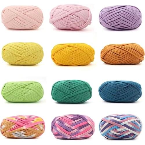 High Tenacity T Shirt Fancy Cloth Yarn Handmade Crochet Wool Blended Cotton Soft Skein Long Thread 2cm*30m Eco Friendly