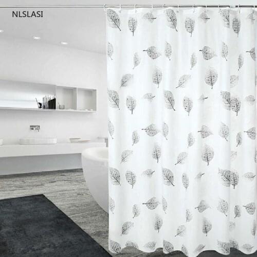 Simplicity Leaf Pattern Bath Curtain Home Bathroom Accessories Waterproof Shower Curtains Geometric Bath Screen Printed Curtain