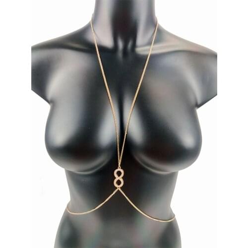 Crystal Body Jewelry Chest Chains Sexy Pendant Goth Body Chain Bikini for Women Summer Accessories Beach Waist Fashion Gift