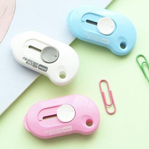 1PC Lovely Solid Color Mini Portable Utility Knife Paper Cutter Cutting Paper Razor Blade Office Stationery Escolar Papelaria