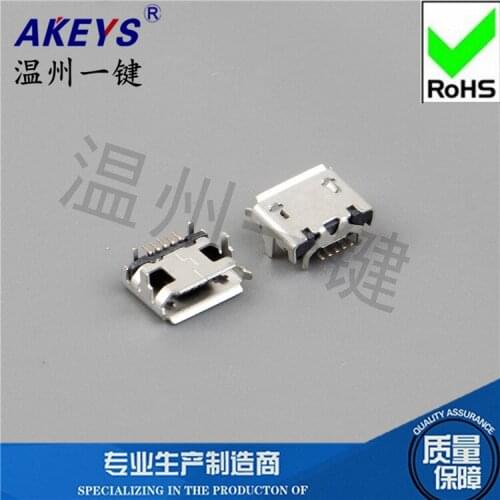 10pcs USBMicro5P pin Socket The horns have curled edges 7.2 Socket (4 feet) Charging female seat full copper