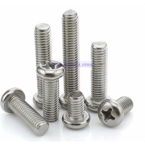 200pcs/Lot GB818 Metric M1.2 304 Stainless Steel Cross Screw Phillips Pan Head Screws Brand New