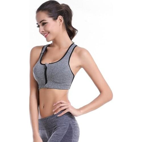 2016 Sports Bras Zipper Front Padded Push Up Shockproof Wireless Tops Gym Running Fitness Bra sujetador deportivo Free Shipping