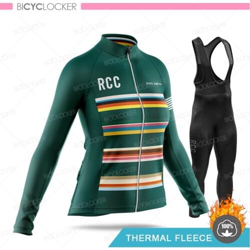 2020 Rcc Winter Women Cycling Clothing Long Sleeve Thermal Fleece Team Road Bike Custom Jersey Set Mallot Ciclismo Mujer
