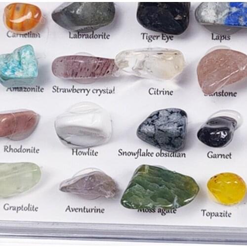 24pcs Healing Crystals Chakra Stones Colorful Gems Ore Specimens Polished Stone Geological Teaching Tool
