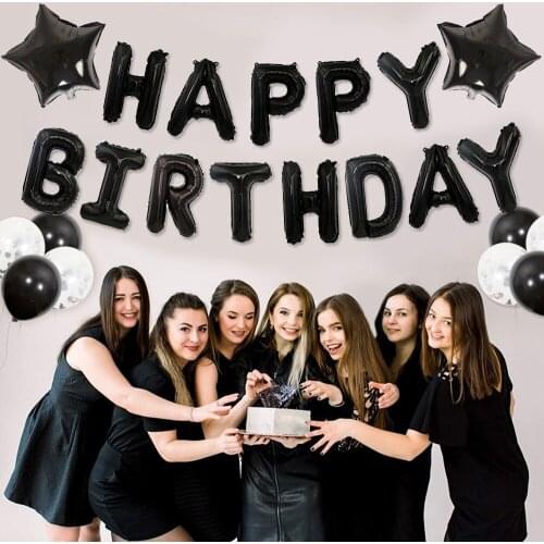 27 Pcs Happy Birthday Letter Decor Access 16 inch Birthday Party Set Childrens Birthday Star Decoration Sequined Balloon Set