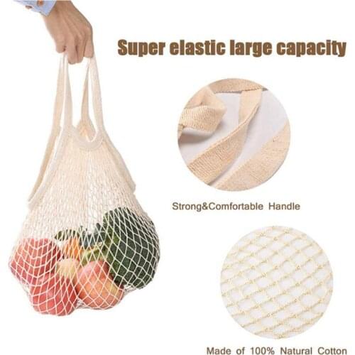 5Pcs Cotton String Shopping Bags Reusable Washable Fruit Vegetable Storage Mesh Bags Organizer Grocery Shopping Net Bags