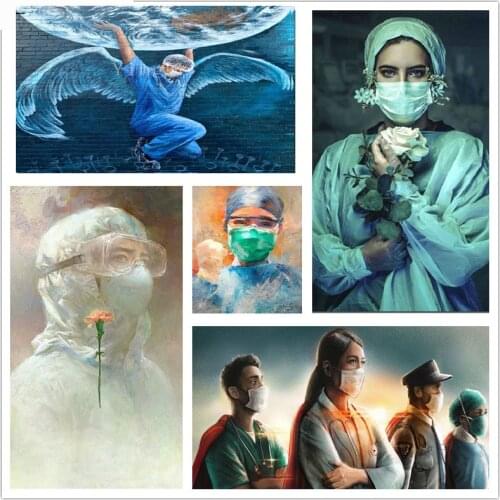 5D DIY Diamond Painting "Strong Hero" Cross Stitch Kits Handmade Mosaic Art Doctor Nurse Diamond Embroidery Home Decoration Gift
