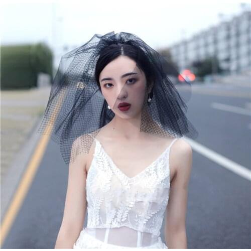 White Black Bridal Veil With Comb Veil Multi-Layer Velos de Noiva Wedding Accessories Short Veil Black for Party Halloween