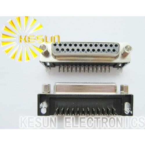 FREE SHIPPING 50pcs/lot DR25 25P 25Pin Female Serial PCB Standard Right Angle D-Sub Connector