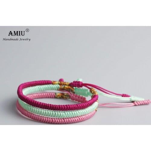 AMIU Multi Color Tibetan Buddhist Love Charm Tibetan Bracelets & Bangles For Women Men Handmade Knots Rope Budda Lucky Bracelet
