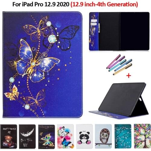 Book Flip PU Leather Case For iPad Pro 12.9 Case 2020 Painted Skin Wallet Stand Tablet Cover Funda For iPad Pro 12 9 Case 2020