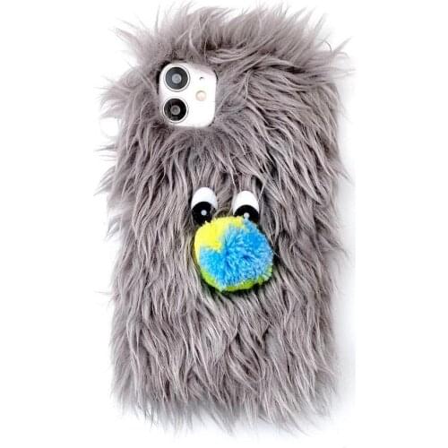 Plush Furry Phone Case For IP12 11 Pro X XR Xs Max 7 8 Plus Soft PU Winter Warm Animals Fur Back Cover