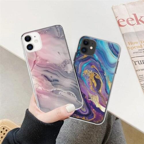 Marble Pattern Art Abstract Case For iPhone X XR XS Max 12 11 Pro Max 12 Mini 7 8 6 6s Plus SE 2020 Watercolor Clear Soft Cover
