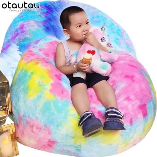 Kids D70cm 2.3ft Bean Bag Chair with Filling Children Sofa Decor Lazy Floor Corner Seat Pouf Sac Futon Beanbag Couch Furniture