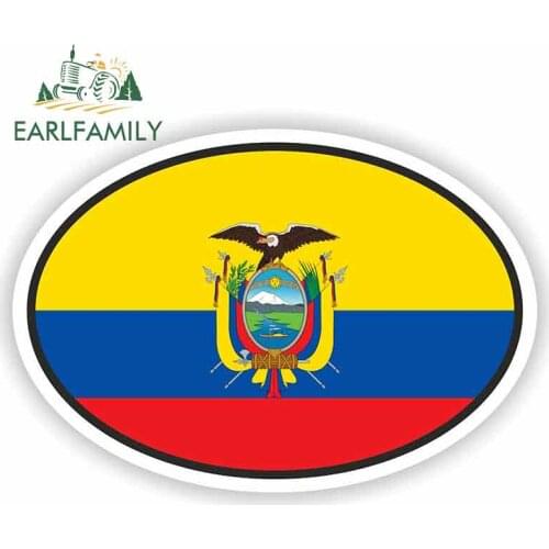 EARLFAMILY 13cm x 9cm For Ecuador Flag Oval Fine Decal Vinyl Car Sticker Car Graphic Decal Waterproof 3D Suitable For VAN RV