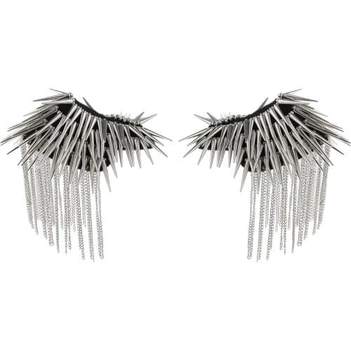 2 Pair Gothic Tassel Epaulette Shoulder Board Mark Brooches Fancy Dress Epaulette - Silver Color