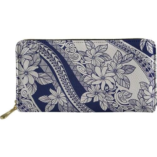 Fiji style change passport card holder PU printed zipper women long wallet