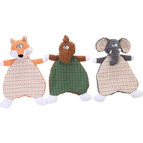 Pet Dog Chewing Toys Plush Grinding Teeth Biting Sound Toys Cute Realistic Elephant Hippo Fox Pet Supplies Dog Accessories