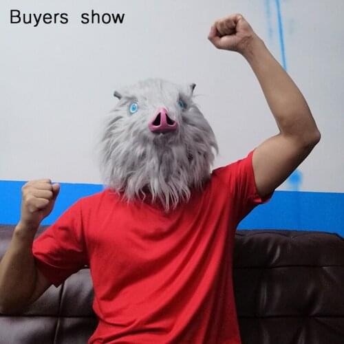 2021 Anime Hot Sale Cosplay Demon Slayer Hashibira Inosuke Same Headgear Halloween Party Boar Head Props