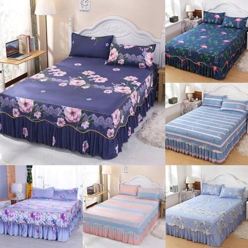Home Comfort Soft Bedspread Bed Skirt Home Non-slip Simmons Protective Cover Bed Cover [bed Skirt + 2 Pillowcases]