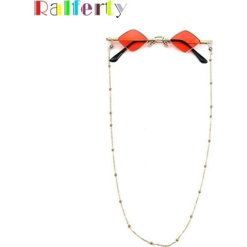 Ralferty Small Sunglass Women Designer 2019 High Quality Red Square Sunglasses Glasses Chain Landyard Vintage Female Shades C732