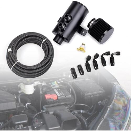 Oil Catch Can Universal Abrasion-resistant Black 2-port Motor 0.75L Oil Catch Tank Reservoir Oil Catch Can Tank for Car for BMW