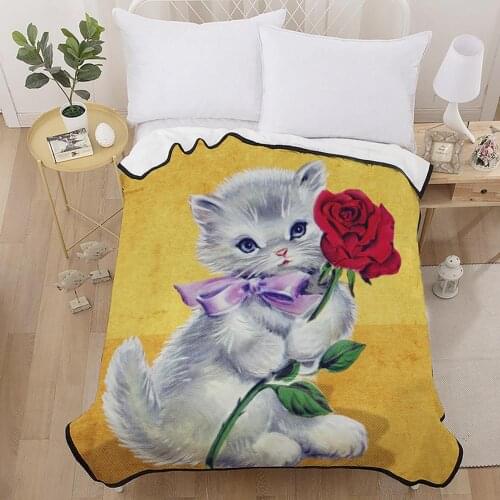 Cute cat Blanket 3D wolf bedspread Adult Bedding Sofa Throws Soft