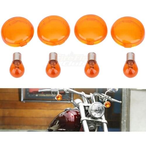 Motorcycle Yellow Turn Signals Light Lens Cover With Light Bulb For Harley Sportster 883 1200 XL Touring Road Glide Dyna Softail