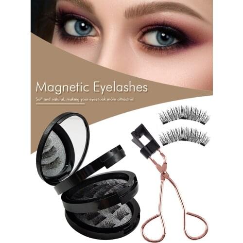 3D Magnetic Eyelashes Set Natural-looking Reusable Artificial Eyelashes 2 Pairs Magnetic Eyelashes,8pcs Mini Eyelash,Curler 2021
