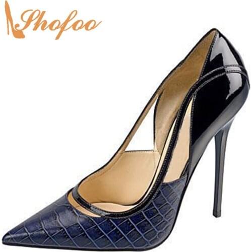 Vegan Shoes Elegant Stilettos Pumps Women Slip On Super High Thin Heels Large Size 11 16 Pointed Toe Lady Dress Footwear Mature