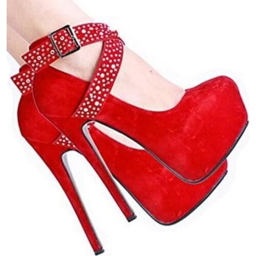 SHOFOO shoes,Elegant fashion womens shoes, suede, decoration, about 14.5 cm high-heeled womens shoes, round toe pumps