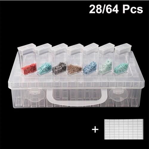28/64/Pcs Grid Storage Organizer 5D Diamond Painting Tools Accessories Beads Container Kits Storage Lattice Small Particle Box
