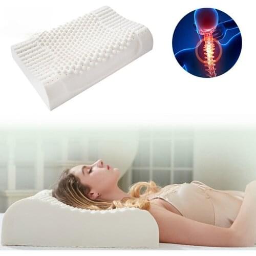 Pure Natural Latex Pillows Thailand Remedial Neck Sleep Pillow Protect Vertebrae Health Care Bedding Cervical Pillow