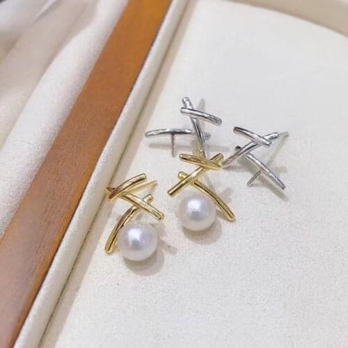 Charm DIY 925 Sterling Silver Earrings Findings Settings Base Mountings Parts Mounts for Coral Pearls Agate Crystal Stones Beads