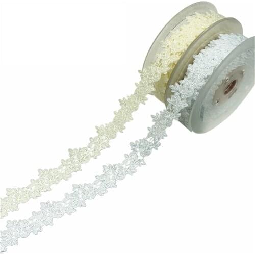 Polyester 10m/5m a lot Rose Flower Trim Fabric Lace for Sewing Supplies Handmade Gift Wrapping Wedding Ribbon Decoration