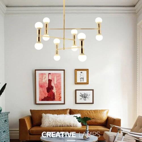 Postmodern Italy Designer Pendant Light Creative Art Dining Room Golden Hanging Light Led Bar Hotel Room Dec Light Free Shipping