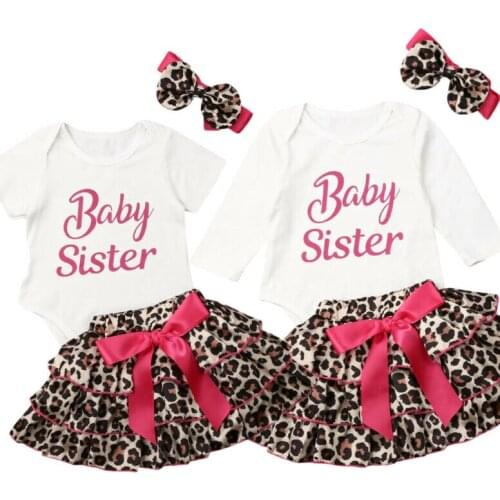3pcs Newborn Baby Girls Xmas Outfits Romper Tutu Leopard Skirt Party Clothes Set