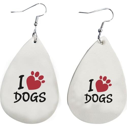 Faux Leather Earrings For Dog Mom Cat MomTwo Layers Glitter Earrings
