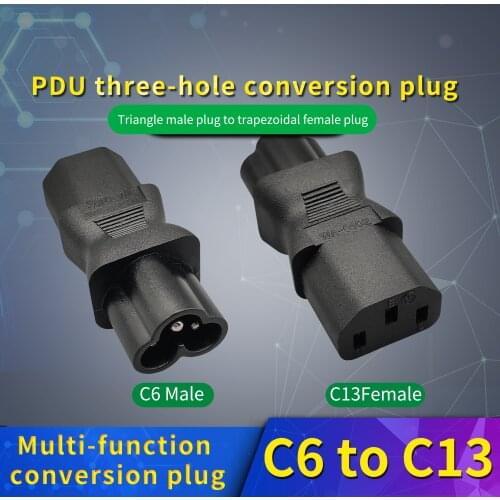 AC Power Conversion Plug IEC320 Pin Socket to Male Mickey Mouse Interface C6 to C13 Adapter