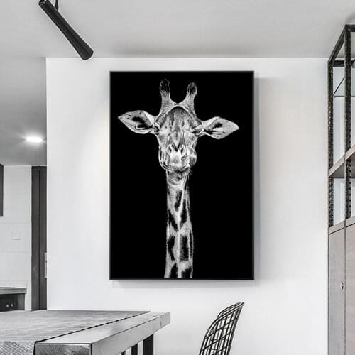 Nordic Canvas Art Painting Black White Giraffe Print Animal Wall Art Poster Living Room Home Decor Painting Art Canvas Poster