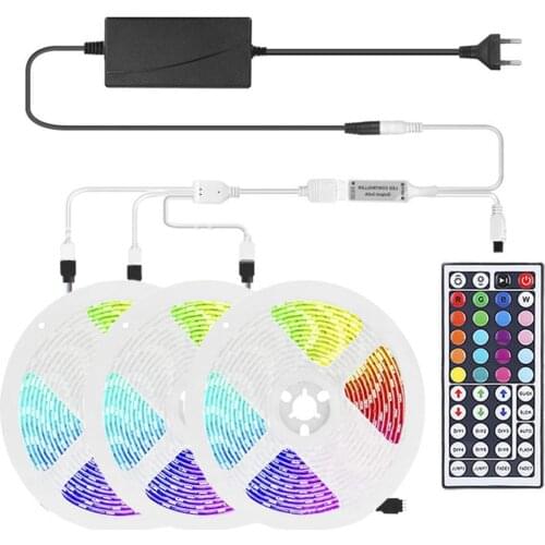 LED Strip Light RGB LED Light Strip 5M-15M 5050 RGB Flexible Colorful Magic Lantern Belt Set DC12V European Standard Strip Light