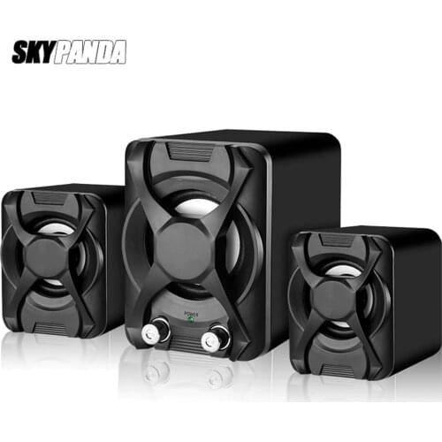 USB + AUX Wired Computer Subwoofer Speakers 5W+3W*2 Set Bass Reinforcement Stereo 2.1 Speakers for PC Phone Loudspeaker