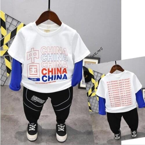 Spring Autumn Baby Boys Clothes Fashion Cotton Infant Sports Suit for Boy Printed T-Shirt +Reflective Tape Pants 2pcs Boys Sets