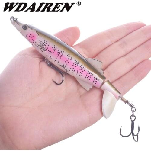WDAIREN Whopper Popper 13cm 16g Topwater Fishing Lure Artificial Bait Hard Plopper Soft Rotating Tail Pike Fishing Tackle Geer