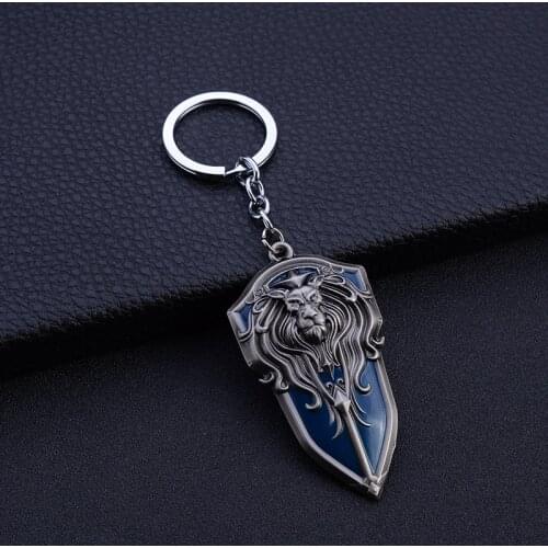 WOW Game World of Warcraft Lion Keychain Antique Silver Lion King Head Copper Alloy Charms Key Pendant Chaveiro