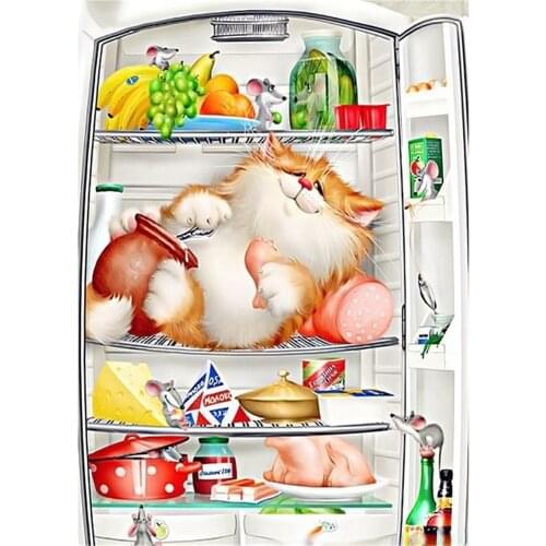 Animal Carton Cat DIY Embroidery 11CT Cross Stitch Kits Craft Needlework Set Printed Canvas Cotton Thread Home Design