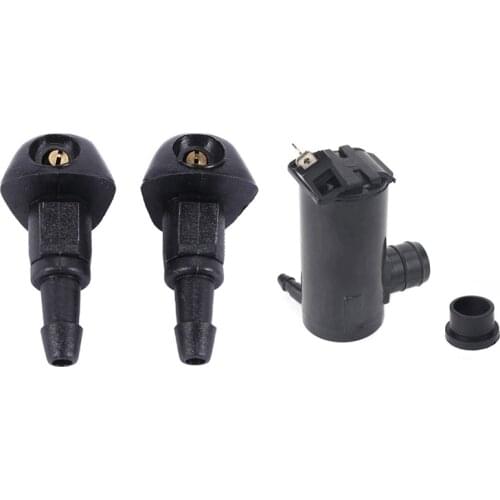 2 Pcs Front Windshield Washer Nozzel & 1 Pcs Windshield Washer Pump