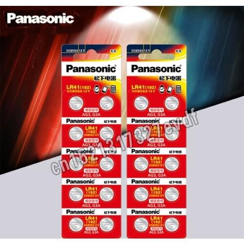 20pcs LR41 Button Cell Batteries Panasonic 100% Original SR41 AG3 G3A L736 192 392A Zn/MnO2 1.5V Lithium Coin Batteries